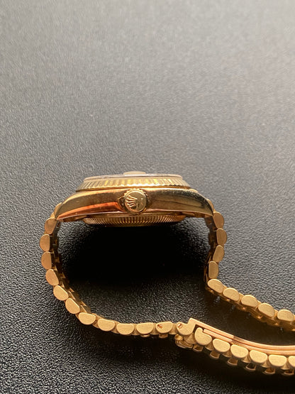 Ladies "President" 18 Kt Gold Rolex Presidential watch 26 mm model #69178, with gold-tone dial, circa 1984